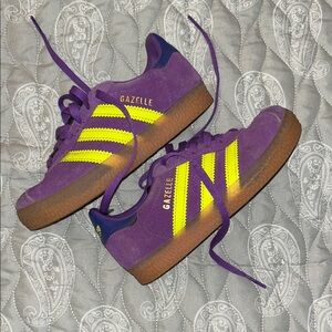adidas Kids Purple and Yellow Gazelle Sneakers